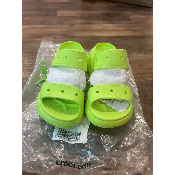 Crocs Women’s Classic Crush Platform Slide Sandals size 9M W11 NWT Acid Green - Picture 1 of 7
